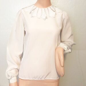 sentiments of California White Lace Collar Blouse